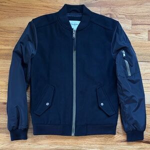 Goodfellow & Co Men's Navy Bomber Jacket Sz Small Wool Blend Fall Winter